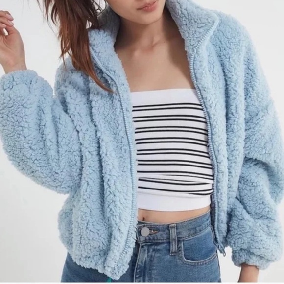 Urban Outfitters Blue Sherpa Jacket - Picture 1 of 5